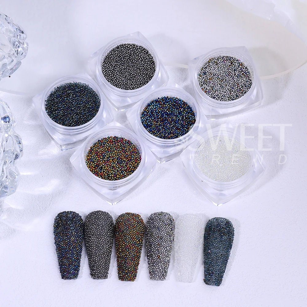 17/22/23 Colors Nail Art Caviar Beads 0.6-0.8mm 3D Craft Micro Glass Bubble Nail Art Rhinestones for Nail Art Decorations Charm