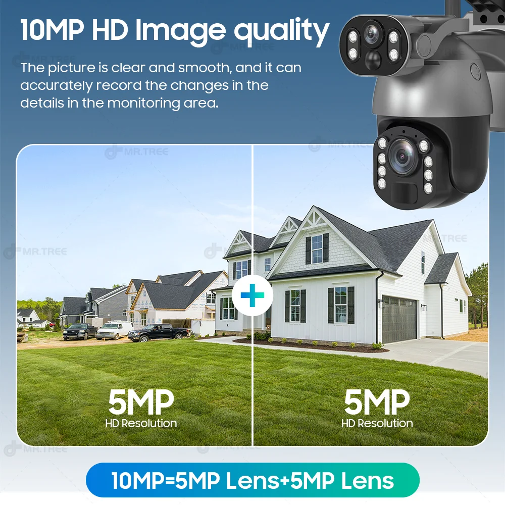 50XZOOM Telecamera solare 4G SIM/WiFi Telecamera di sicurezza esterna a doppio obiettivo con visione notturna, sorveglianza wireless impermeabile per giardino - immagine 2