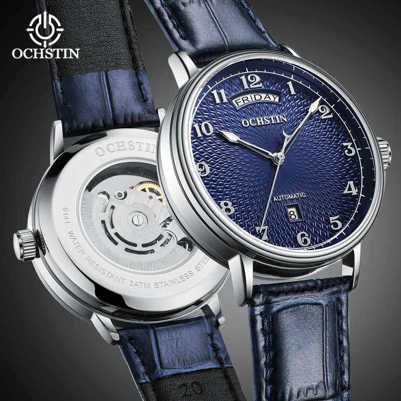 Orologio Automatico Scheletrato da Uomo Parnis 43mm, Cassa Argento, Cinturino in Pelle 22mm, Riserva di Carica, Tourbillon, Quadrante Analogico