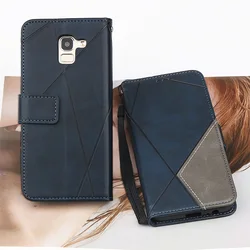 Deluxe Leather Flip Wallet Case with Card Holder - Samsung J4 Plus 2018 (Dark blue)