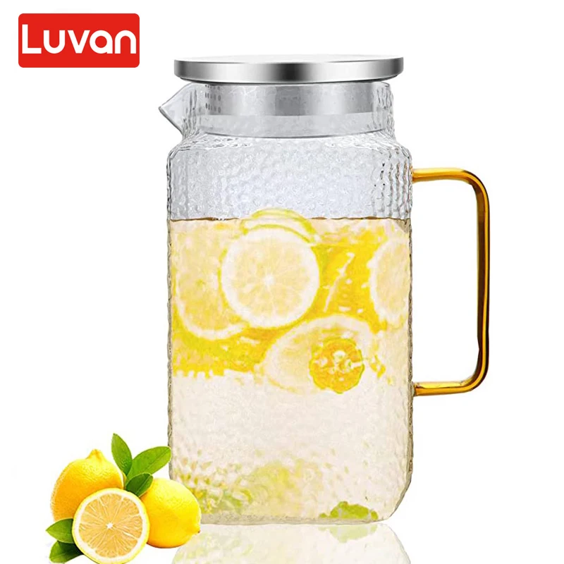 Glass Water Pitcher with Filter Lid and Pouring Spout Heat Resistant Glass  Carafe for Hot Cold Beverages Homemade Ice Tea Bottle - AliExpress