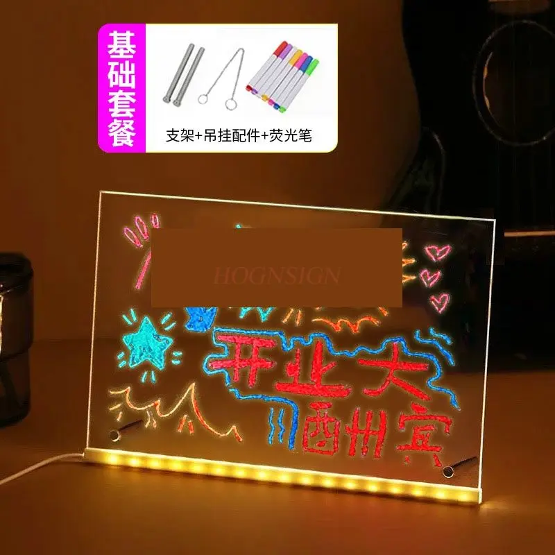 1pcs 형광 보드, 손으로 쓴 빛나는 광고 보드, 스톨 디스플레이 보드, LED 라이트 보드, 창의적인 메뉴 테이블 보드