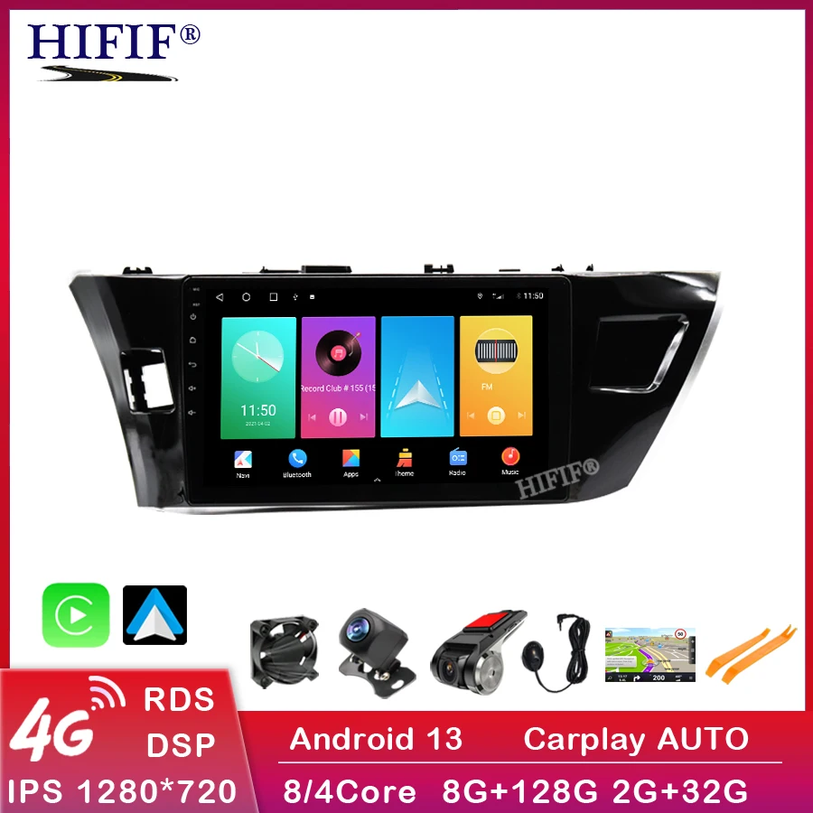 

Автомагнитола 2DIN, Android 13, 6G + 128G, мультимедийный видеоплеер для Toyota Corolla Ralink 2014-2016, головное устройство с GPS-навигацией и стереозвуком