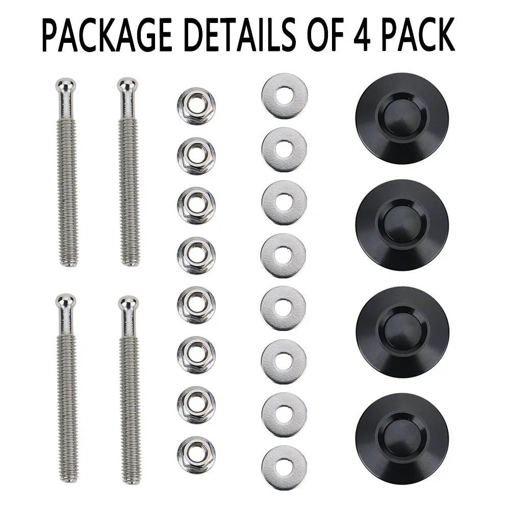 4PCS Universal 1.18"(30mm) Car Quick Release Latch Push Button Bumper Hood Lock Clip Kit Engine Bonnets Lock Vehicle Hood Pins with hood pins lock