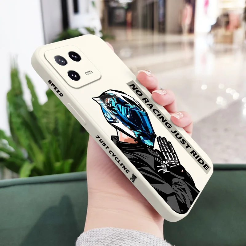 Motorcycle Boy Liquid Silicone Phone Case Cover