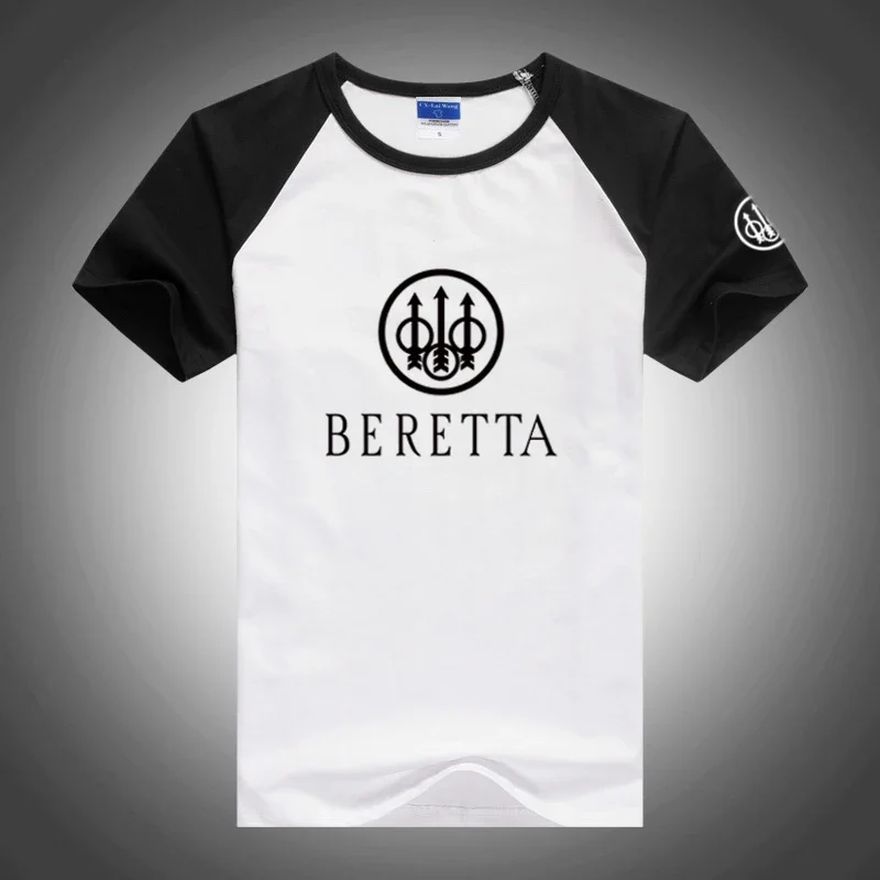 

Модная мужская летняя хлопковая Футболка Beretta с принтом огнестрельного оружия, новинка 2024, повседневные универсальные футболки с короткими рукавами, топы