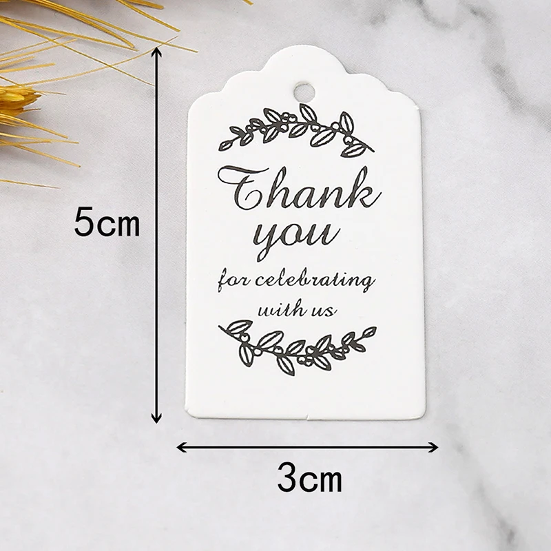 50Pcs Thank You for Celebrating with Us Card Packaging Decoration Wedding Guest Gift Birthday Party DIY Labels 3x5cm Paper Tags Greeting Cards Thank You Cards