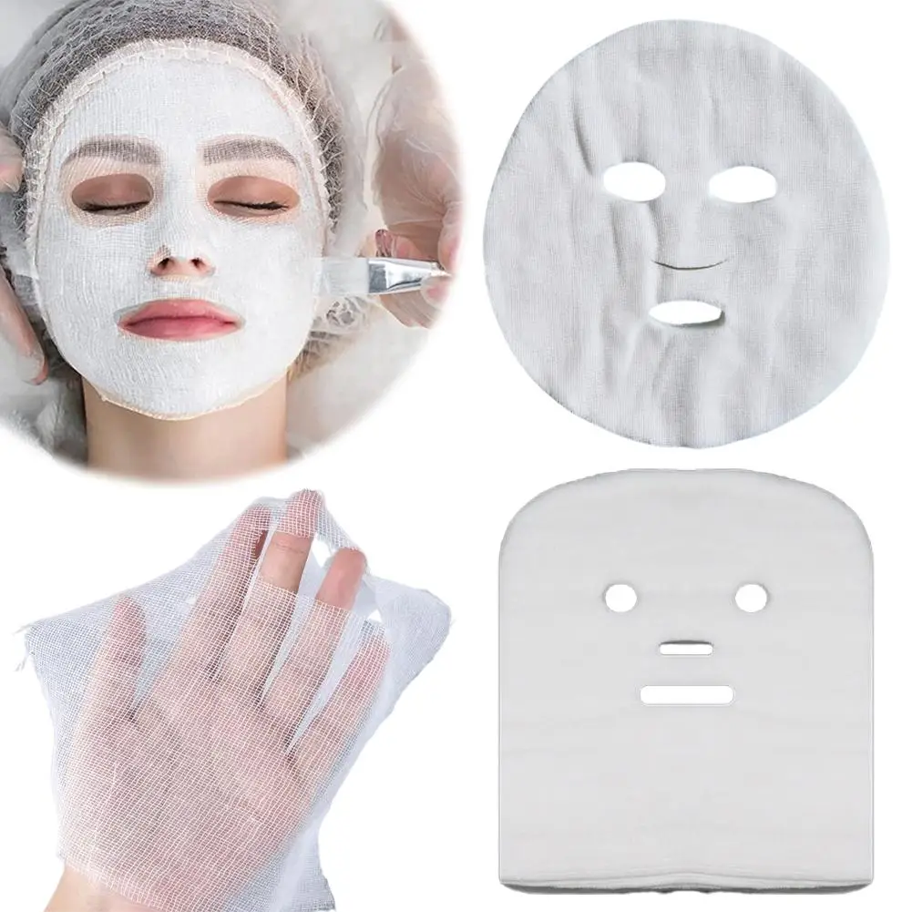 50-Pack Precut Gauze Facial Mask Sheets - High Absorption Disposable Masks for Premium Skin Care and Spa Use