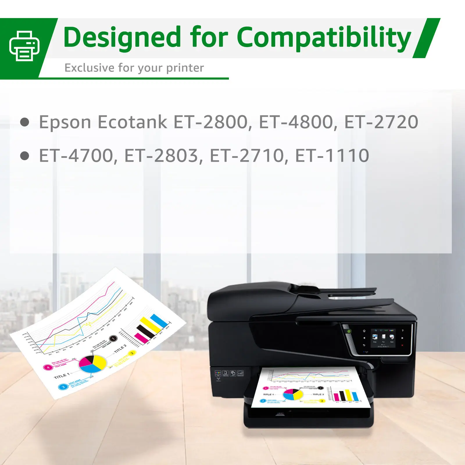 4Pack T522 Ink Cartridge for Epson 522 EcoTank ET-2800 ET-2710 ET