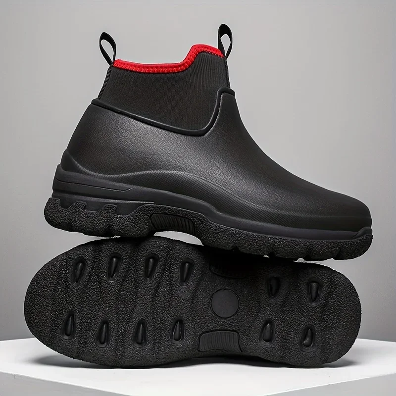 Chaussures de pluie homme semelle épaisse chef cuisine sport randonnée imperméables anti-dérapage résistantes