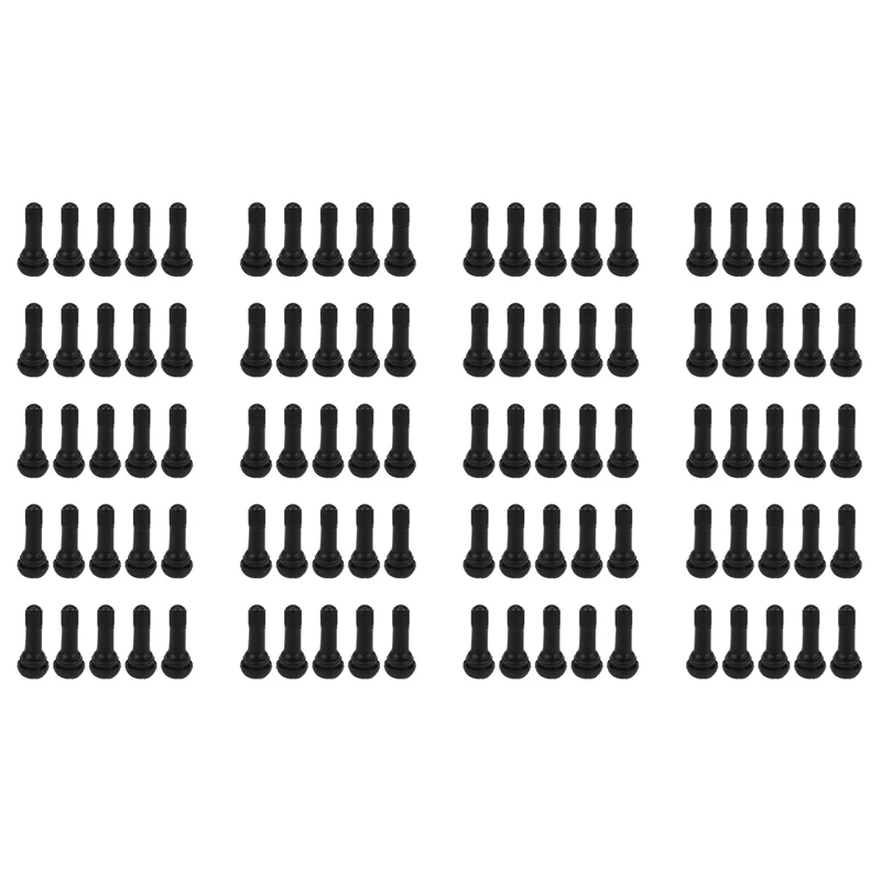 100Pcs TR 413 Short Rubber Car Tubeless Vacuum Snap-In Tire Valve Stems Alloy