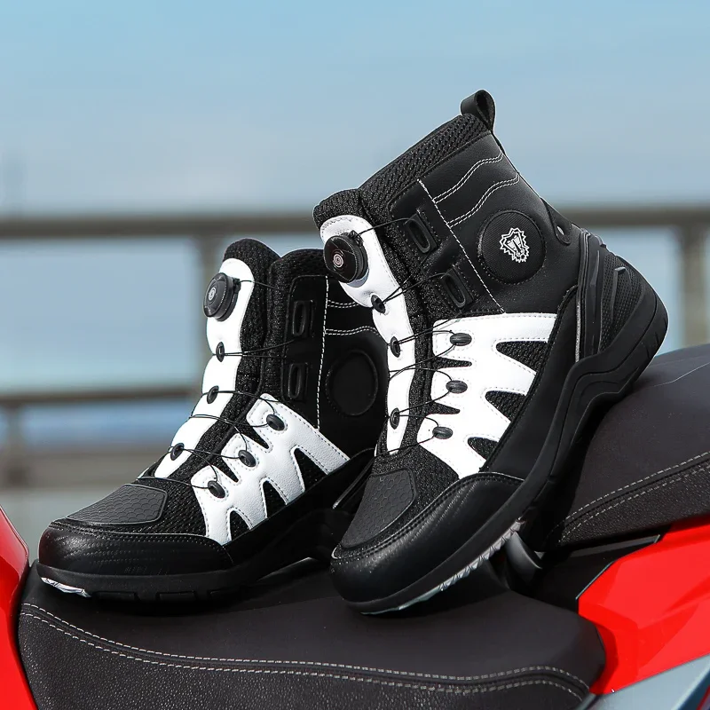 Men Boots Motorcycle Casual Shoes Microfiber Waterproof Anti-slip Outdoors Travel Equipment Sneakers Motorcycle Shoes Riding