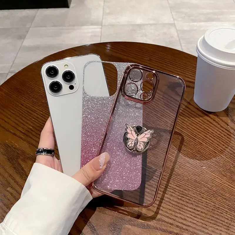 3D Butterfly Ring Stand Soft Phone Case