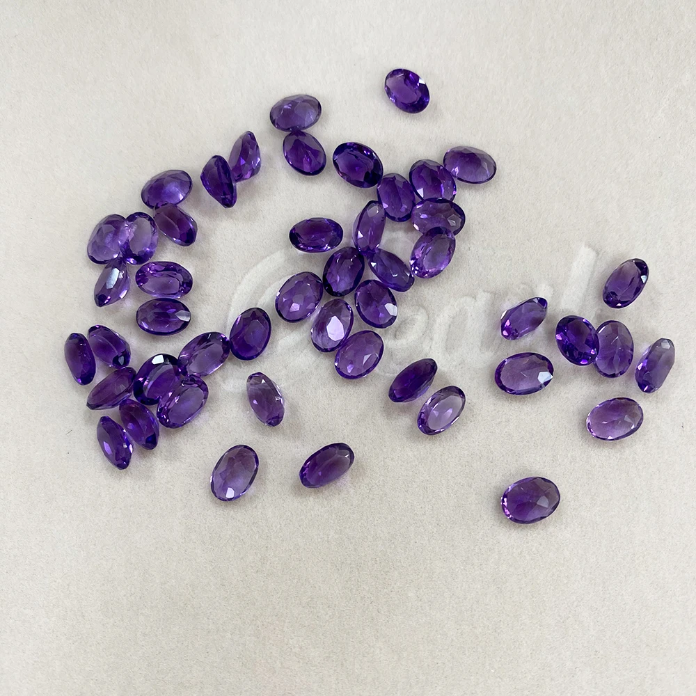 7X5mm 100% Natural Amethyst Loose Stone Oval Cut 0.75ct Purple Gemstone for Ring Earring Necklace DIY Jewelry Making Accessory loose gemstones