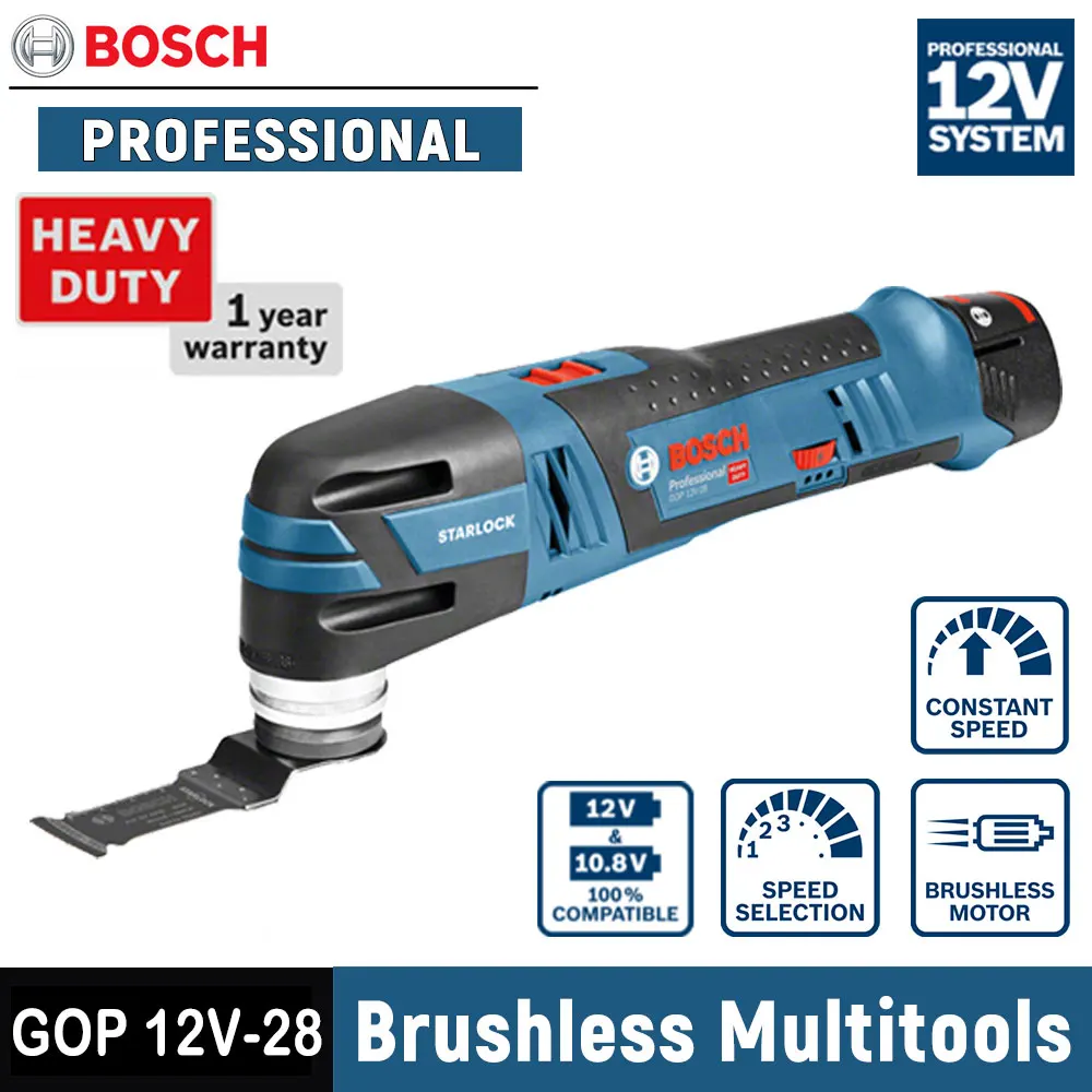 Фото Бесщеточный беспроводной колеблющийся мультиинструмент Bosch GOP 12V-28 20000 ОБ/мин Электрический резак шлифовальный станок профессиональные электроинструменты для деревообработки №1