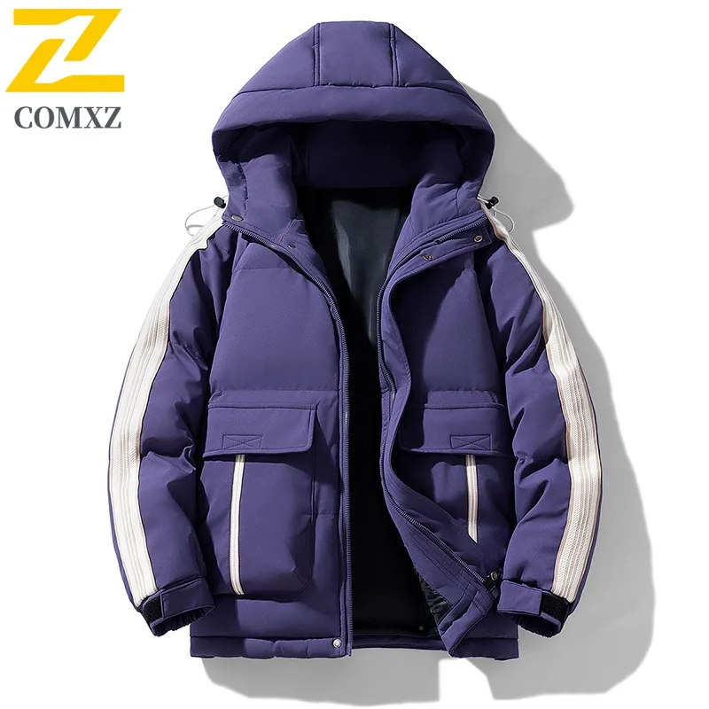 COMXZ 2025 New Men Women Thickened Warm Puffer Jacket Autumn Winter Cotton Coat Loose Windproof Casual outdoor sports Outerwear