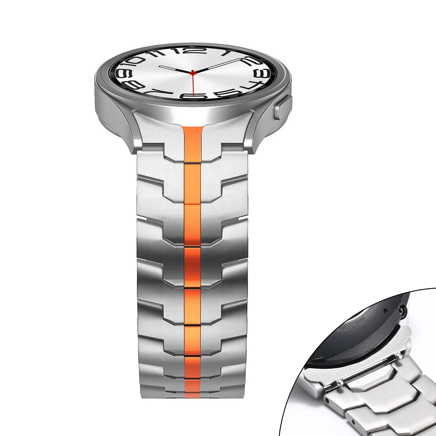 Elegant Stainless Steel No-Gap Metal Watch Strap with Quick-Release Bracelet