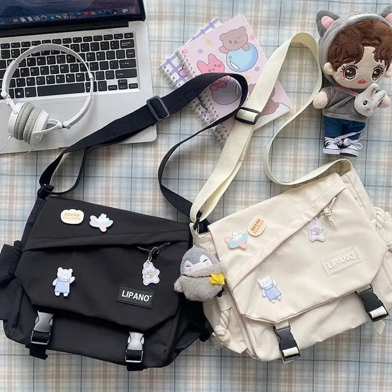 South Korea Ins Hong Kong Style Bag Versatile Literature Street Shoot One Shoulder Postman Bag Chic Student Messenger Bag Female