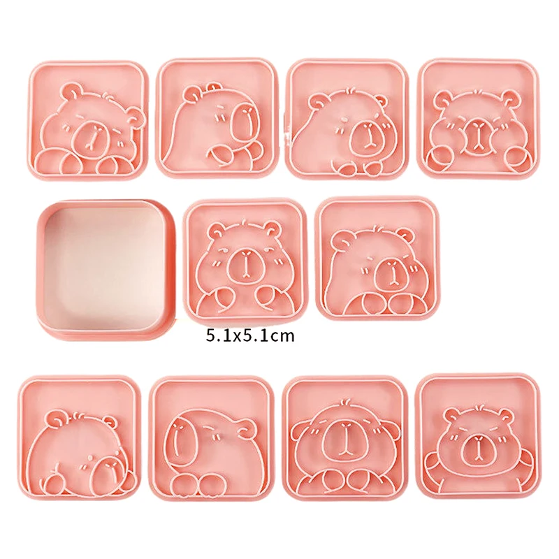 10pcs/set Cartoon Capybara Shaped Cookie Cutter Animal Fondant Biscuit Mold Cake Decoration Tool Kitchen Baking Gadget cookie cutter baking mold cookie mould fondant cutter