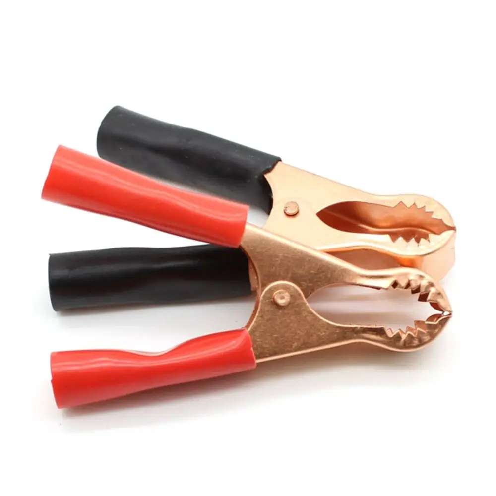 Description Picture 5 of item2Pcs/set 8cm Battery Test Lead Clip Red + Black 50A Crocodile Clamps Universal Lightweight Alligator Clips for Voltage Test