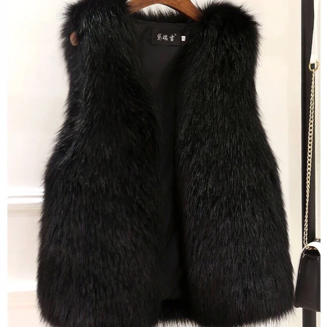 Autumn and Winter 2021 New Imitation Fox Fur Grass Vest Women's Middle Long Coat Imitation Fur Fur Vest Shoulder Gray black down jacket
