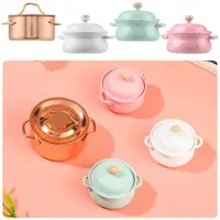 Model Doll Kitchenware Kitchen Cooking Toys Dollhouse Accessories Mini Cookware With Pot Cover Miniature Soup Pot 1