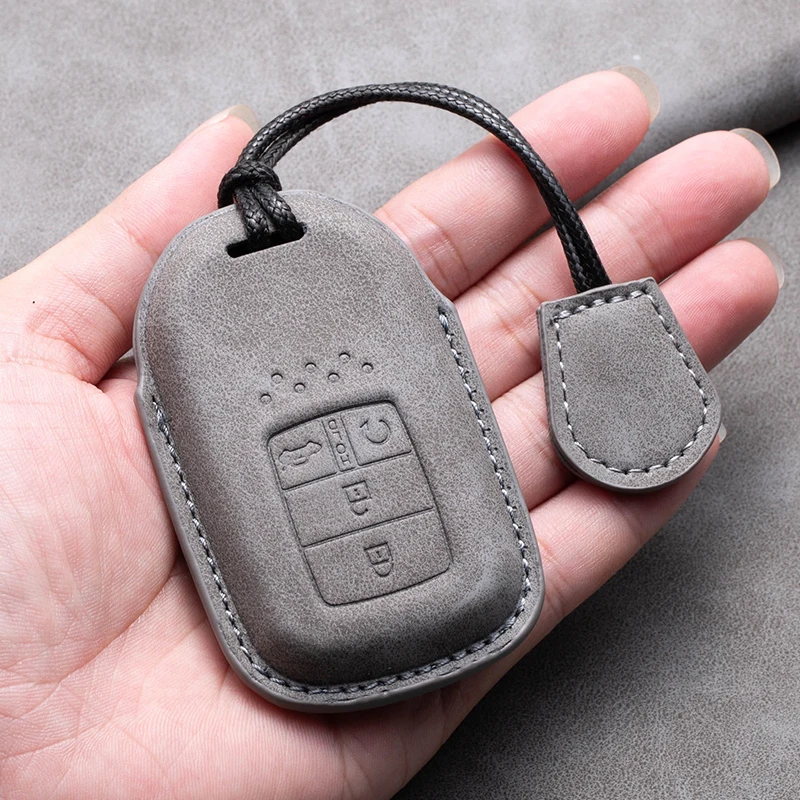 

Leather Car Key Case Cover Key Bag Holder For Honda CRV CR-V Fit Civic HR-V HRV City Odyssey XR-V Accord Keychain Accessories
