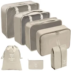 Compact Travel Packing Cubes: Lightweight Luggage Organizers with Zipper (White)