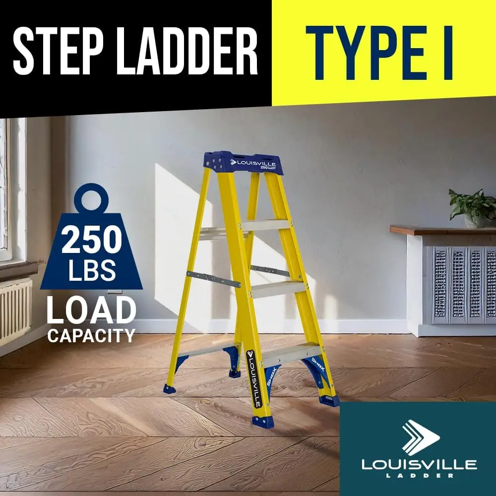 8-Foot Fiberglass Step Ladder, 250-Pound Load Capacity, Type I, FS2008