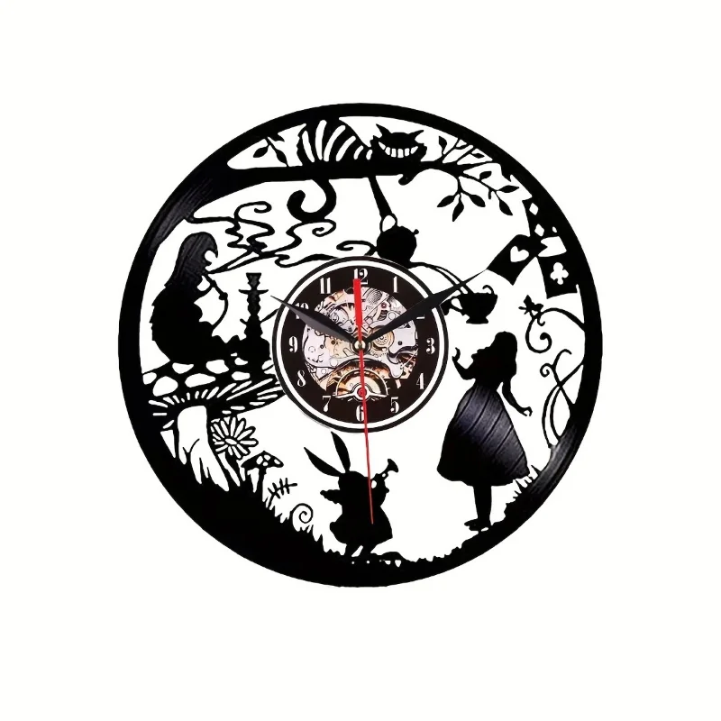 thumbnail image 1 of Disney-Reloj de pared con disco de vinilo Alicia en el país de las Maravillas, reloj de pared Vintage de conejo para cocina, decoración de dormitorio, regalo de cumpleaños para niños, 1 of 4