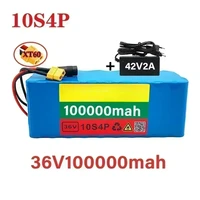 Batterie au lithium 10S4P 36V 100000mAh pour scooter électrique, pack de batteries 18650 + chargeur gratuit 3