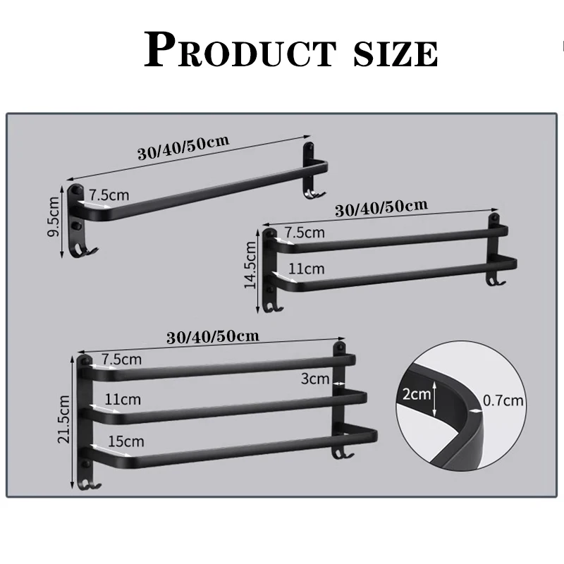 Towel Hook Wall Mount Towel Rack Bathroom