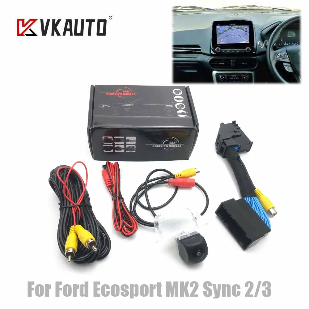 Kamera cofania VKAUTO do Ford Ecosport MK2 Sync 3 2013 ~ 2021 kabel Adapter zestaw kamera cofania parkowania CCD HD