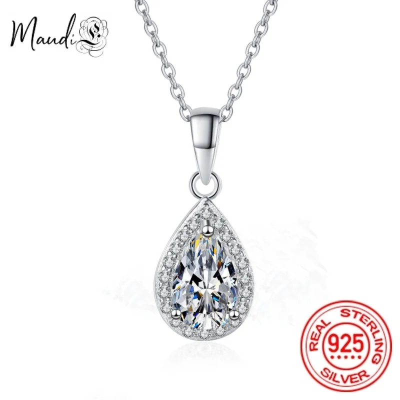 

1ct 100% Real Moissanite Necklace for Women Vvs Pear Cut Diamond Pendant for Girlfriend Jewelry S925 Sterling Silver Gra