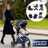 Poussette de luxe 3 en 1 pour bébé, landau Portable pliable, voiture de paysage haut pour nouveau-né, poignée réglable, voyage 2
