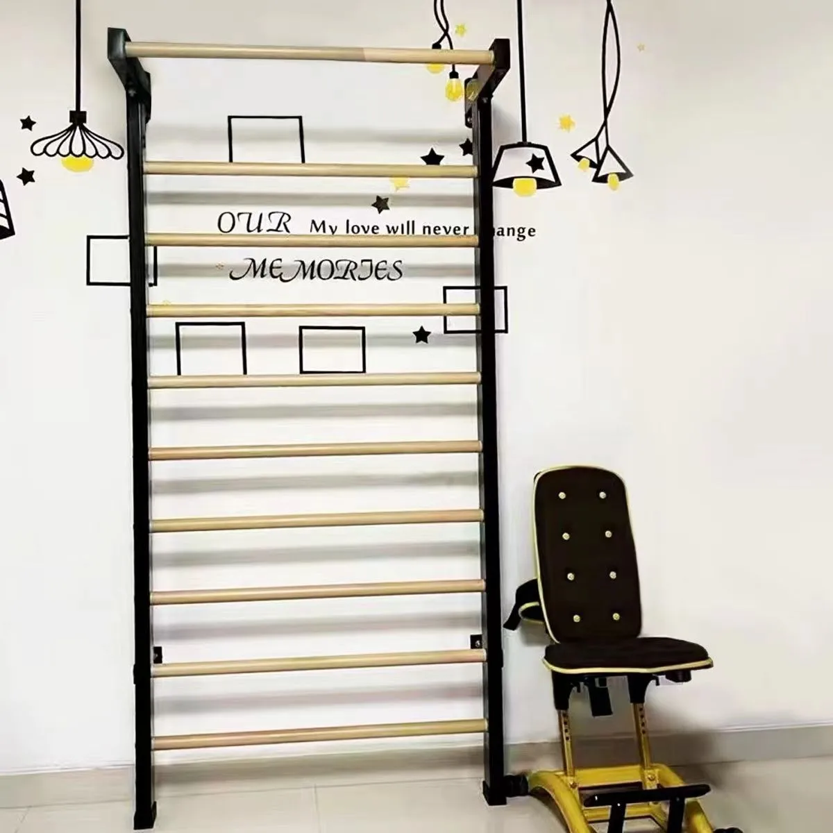 Wood Stall Bar, Swedish Ladder Suspension Trainer Yoga Club Rehabilitation Facilities Fitness Equipment