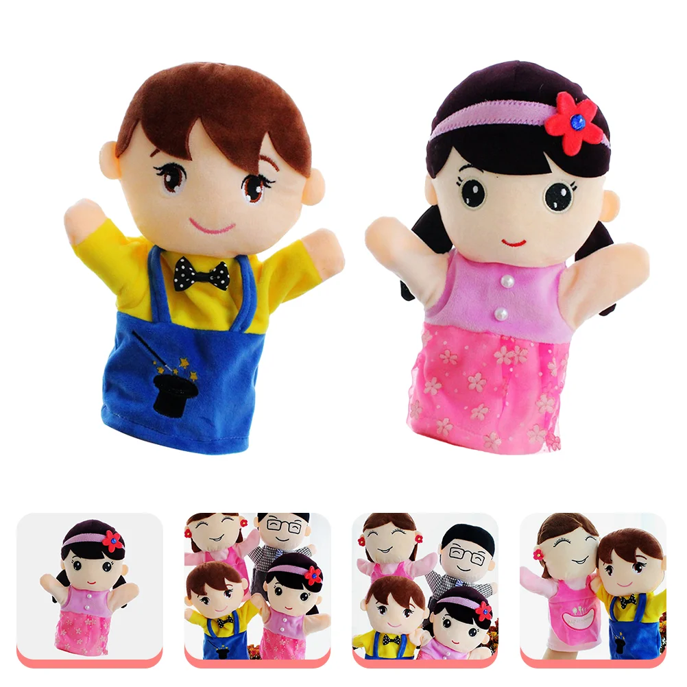 Cloth Toys For Girls Plush Family Member Hand Role Play Story Telling Toy Cartoon Hand Parent-Child Interactive Toys