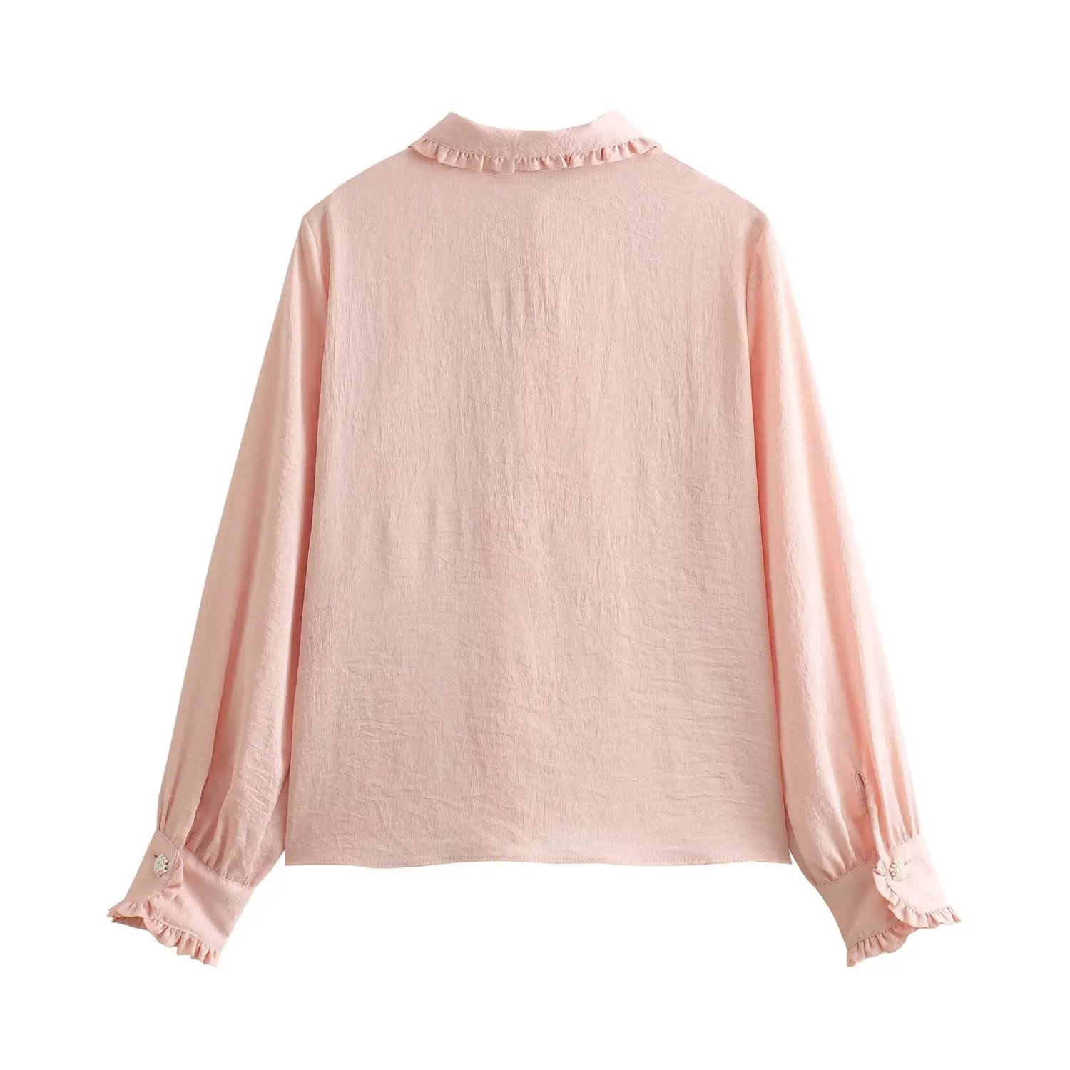 Jenny&Dave Pink Elegant Bow Pearl Long Sleeve Shirt French Autumn Fashion Women's Shirt Satin Casual Blouse Women