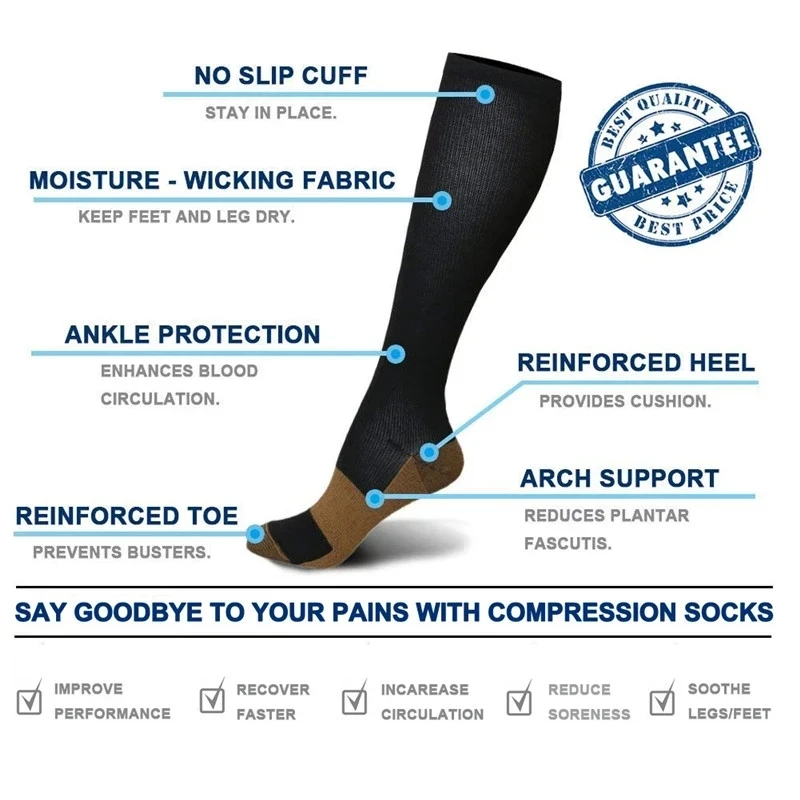 Compression Socks Medical Varicose Vein Pain Relief Pregnancy Swelling Solid Color Elastic Socks Outdoor Hiking Fitness Cycling cycling socks,compression socks