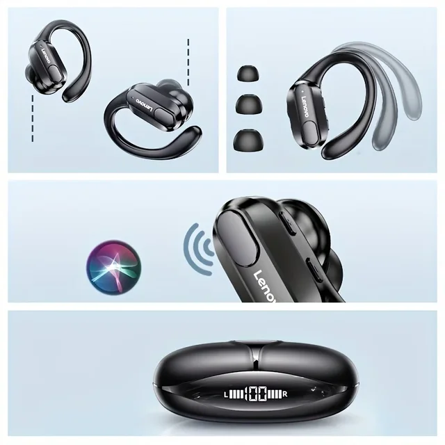 Lenovo XT80 Auricolari Bluetooth 5.3 Cuffie True Wireless con microfono Pulsante Controllo Riduzione del rumore Ganci per le orecchie Cuffie impermeabili 5