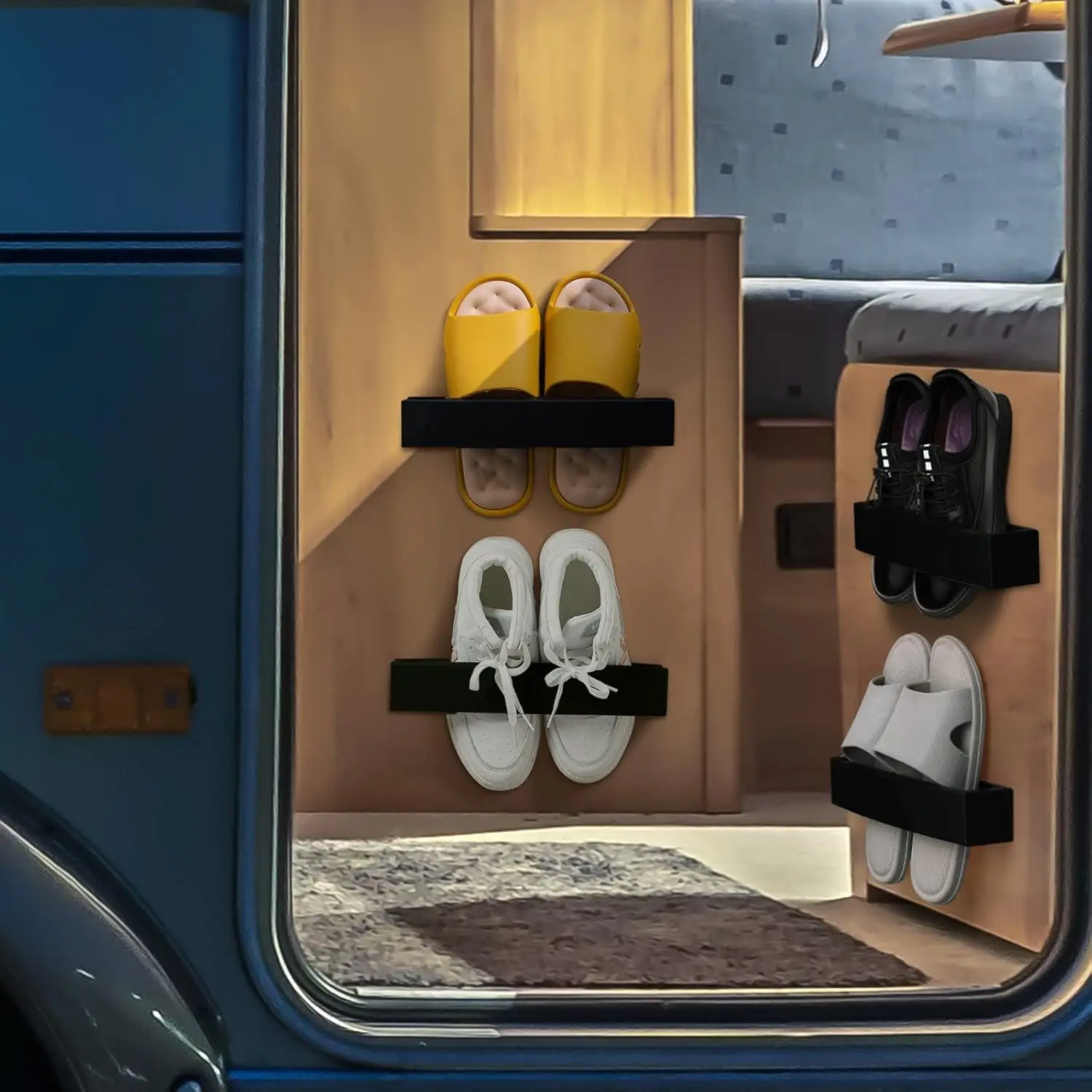 1PCS Adjustable Caravan Door Wall Mounted Shoes Rack Plastic Shoes Holder Storage Organizer RV Accessories For Motorhome Boat