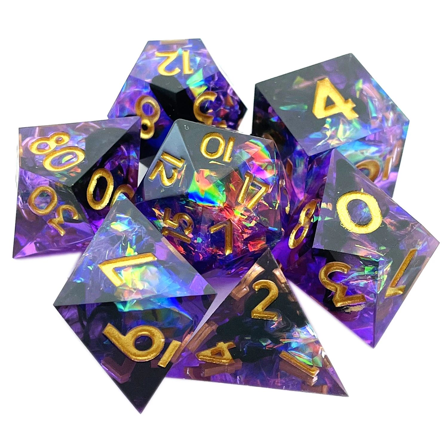 Resin Dice 7PCs Dnd Set Solid Polyhedral D&D Dice DND For Role Playing Rpg Rol Pathfinder Board Game Dragon Scale Gifts