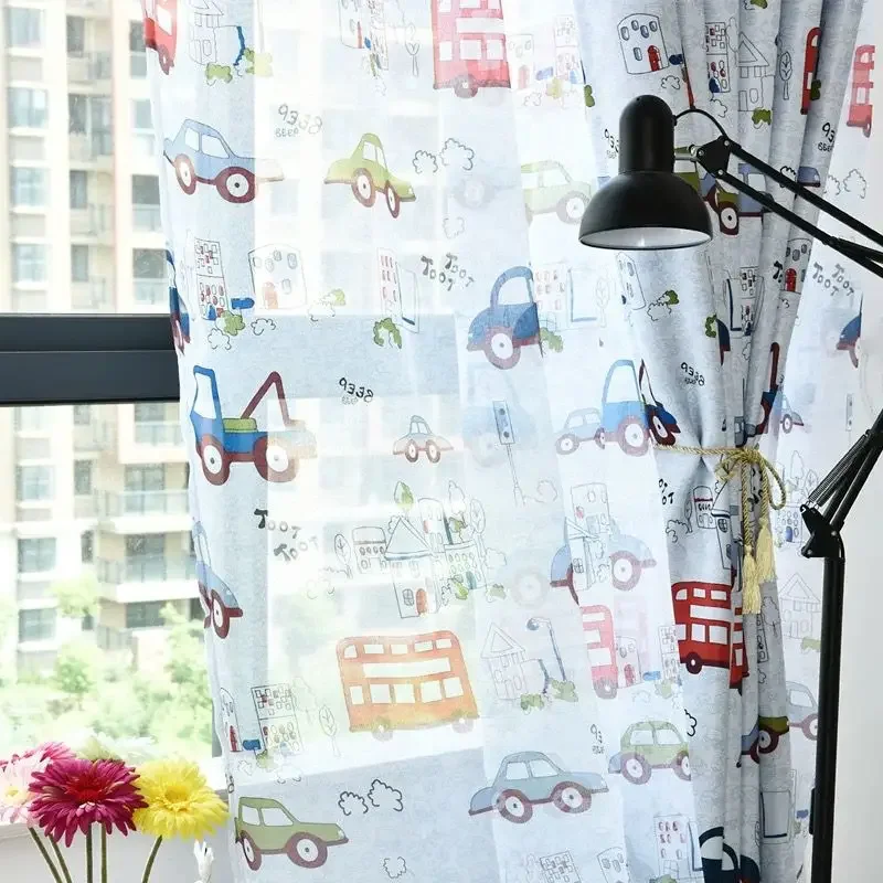 Jealous Cartoon Car curtains window treatments sheer curtains for kids children room living room baby boys 146&C sheer curtains window curtains decor curtains light filtering curtains