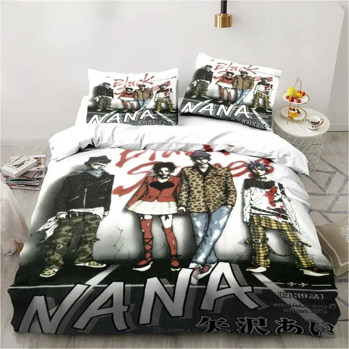 N-NANA M-Manga Anime 3D Printed Bedding Set with Pillowcases Duvet Cover for Single Twin Double Bed Girls Manga Bedroom Decor