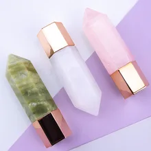 

Hexagonal Energy Crystal Column Facial Beauty Scraping Essential Oil Bottle Jade Massage Roller For Face Eyes Neck Body Massager
