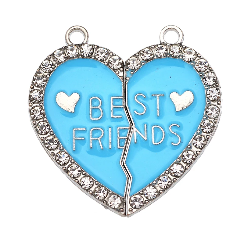3 Paar süße Emaille-Charm mit Buchstabenanhänger „Love Best Friend“ für die Schmuckherstellung, Paar-Halskette, Schlüsselanhänger, handgefertigte Accessoires – Detail 7