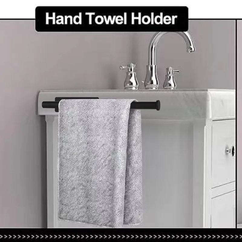 Wall Mounted Toilet Paper Towel Rack Self-adhesive Bathroom Kitchen Storage Hook Stainless Steel Wall Rack
