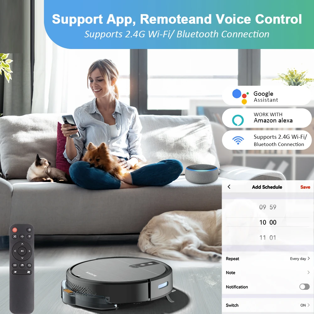 مكنسة كهربائية ذكية روبوت 3600PA مكنسة أرضية لاسلك...