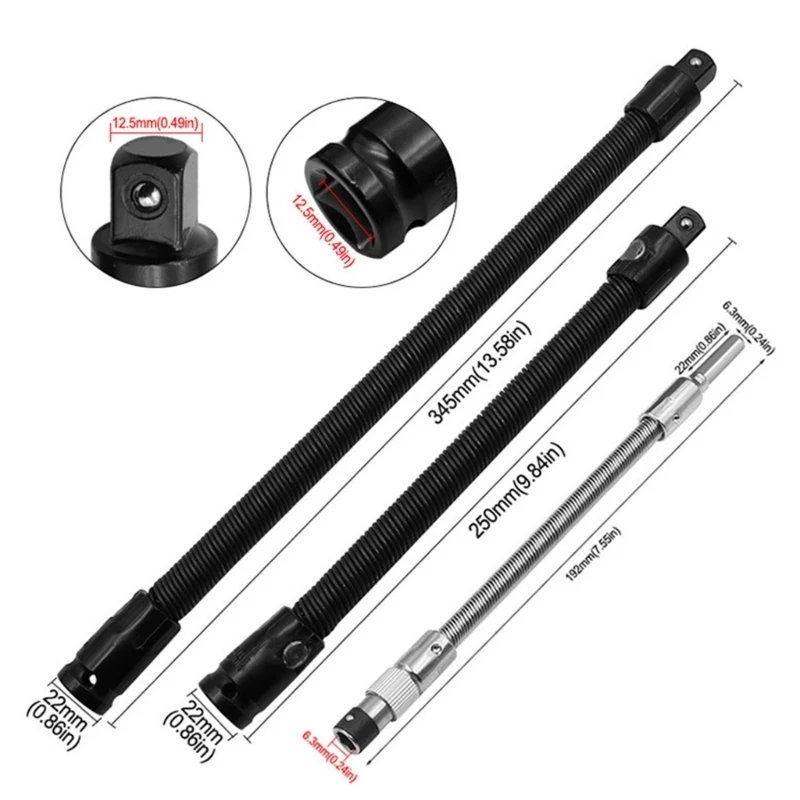 

Electric Wrench Sleeve Socket Extension Tool Universal Rod Bendable Flexible Shaft Hose Shaft Connection Metal Link