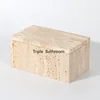 Decorative Travertine Storage Box for Jewelry Natural marble powder Bathroom Vanity Organizer Canister for Cotton Swabs 4